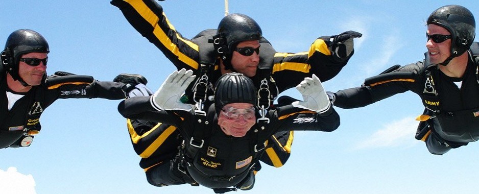 WATCH: George Bush Skydiving on His 90th Birthday - Heavy.com