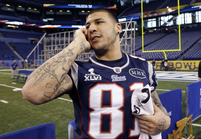 Aaron Hernandez looking suspicious.