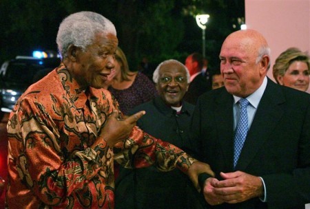 The Nelson Mandela Drama - a Gentle Reminder About the History of Apartheid 1 South African Nobel Peace Laureates Mandela and Archbishop Tutu arrive for birthday celebrations of fellow laureate former President de Klerk in Cape Town