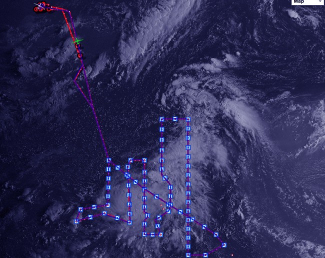 Path adopted by Global Hawk drone during Tropical Gabrielle Storm