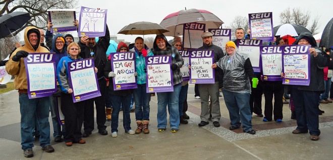 Union members on strike