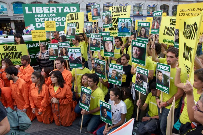Protesters from around the world lobby for Greenpeace including Shell activists, presidents and Hollywood 