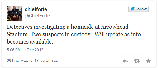 Chief Forte calls the death a homicide Chief Darryl Forte tweets homicide