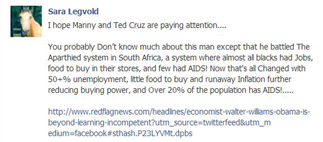 Republican Party Sara Legvold speaks out for apartheid Republican Party Texas State Executive Committee Member