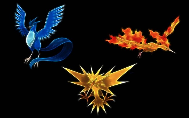 Pokémon trio of legendary birds Zapdos Moltres Articuno