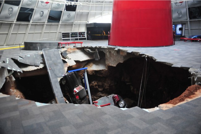 Sinkhole Opens Under Corvette Museum and Swallows Eight Cars (Video) 1 Sinkhole Opens Under Corvette Museum and Swallows Eight Cars