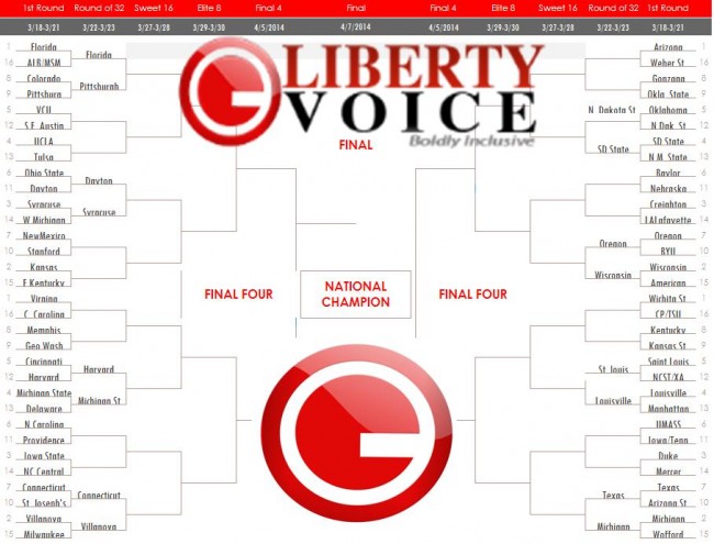 NCAA 2014 Guardian Liberty Voice March Madness Challenge 16 Down NCAA