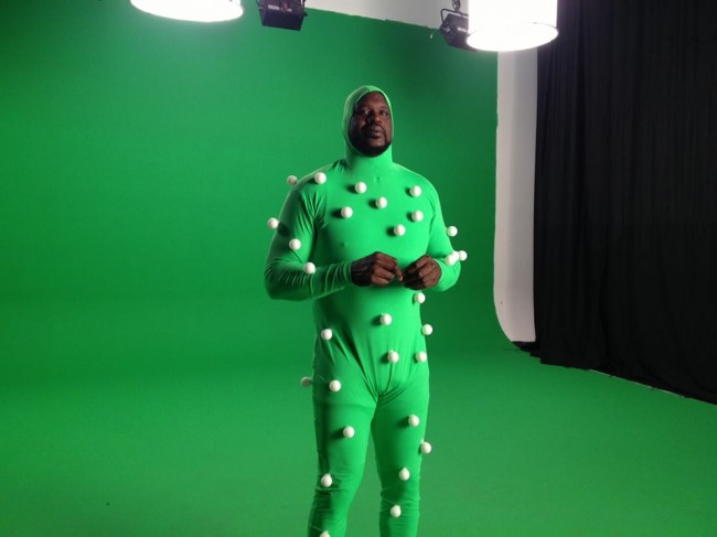 Shaquille O'Neal in motion capture suit for Shaq Fu A Legend Reborn