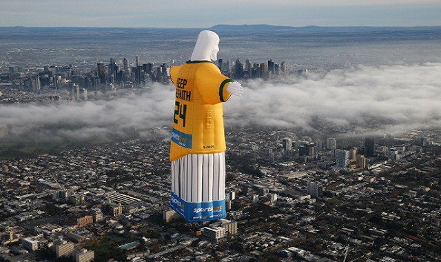 Giant Floating Jesus in Preparation of FIFA World Cup Angers Religious Community