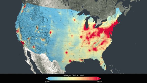NASA Satellite Provides Set of Images Which Show Reduction of Pollution Over U.S.